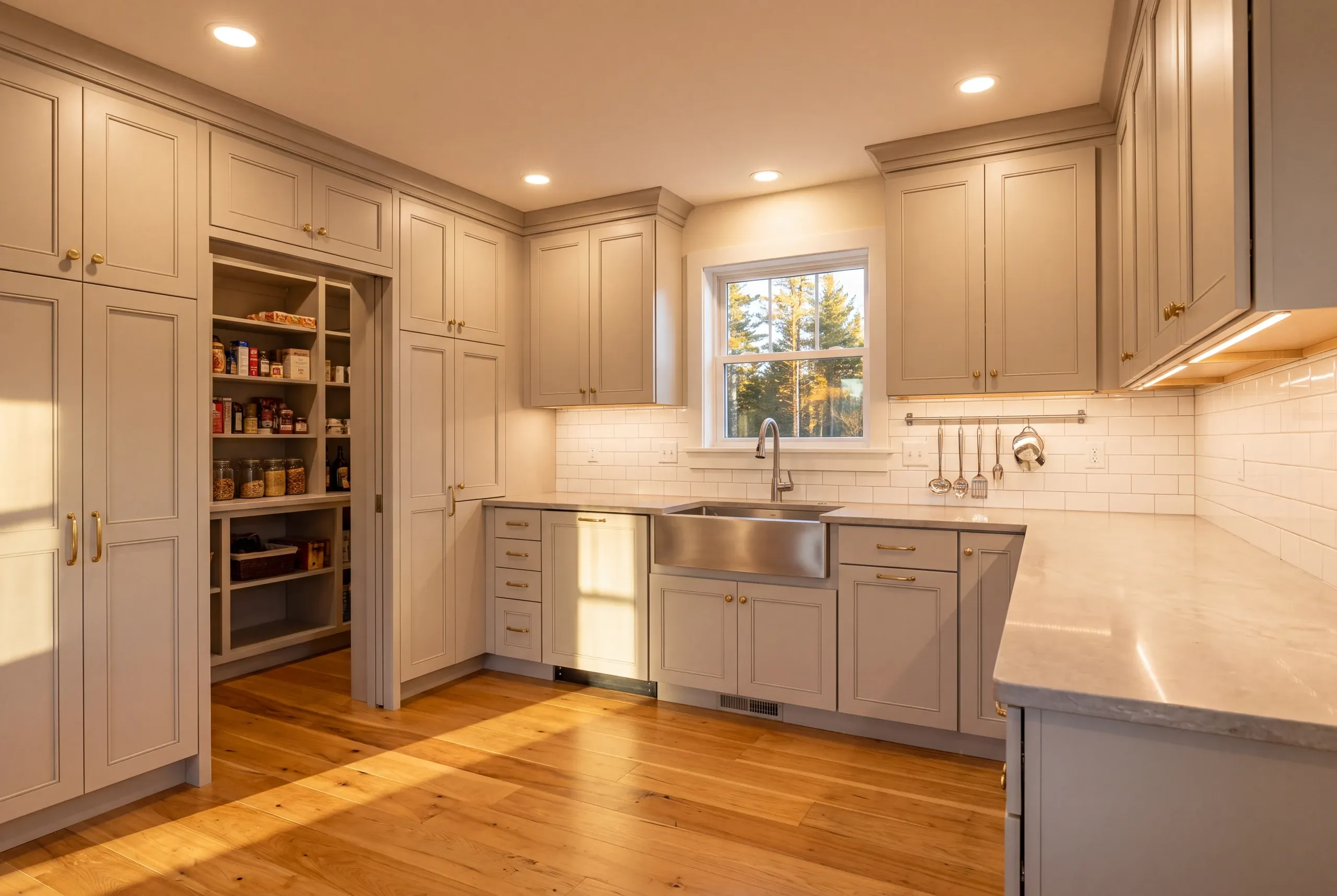 Kitchen remodeling in Windsor, ME building real pantry storage into a rural kitchen