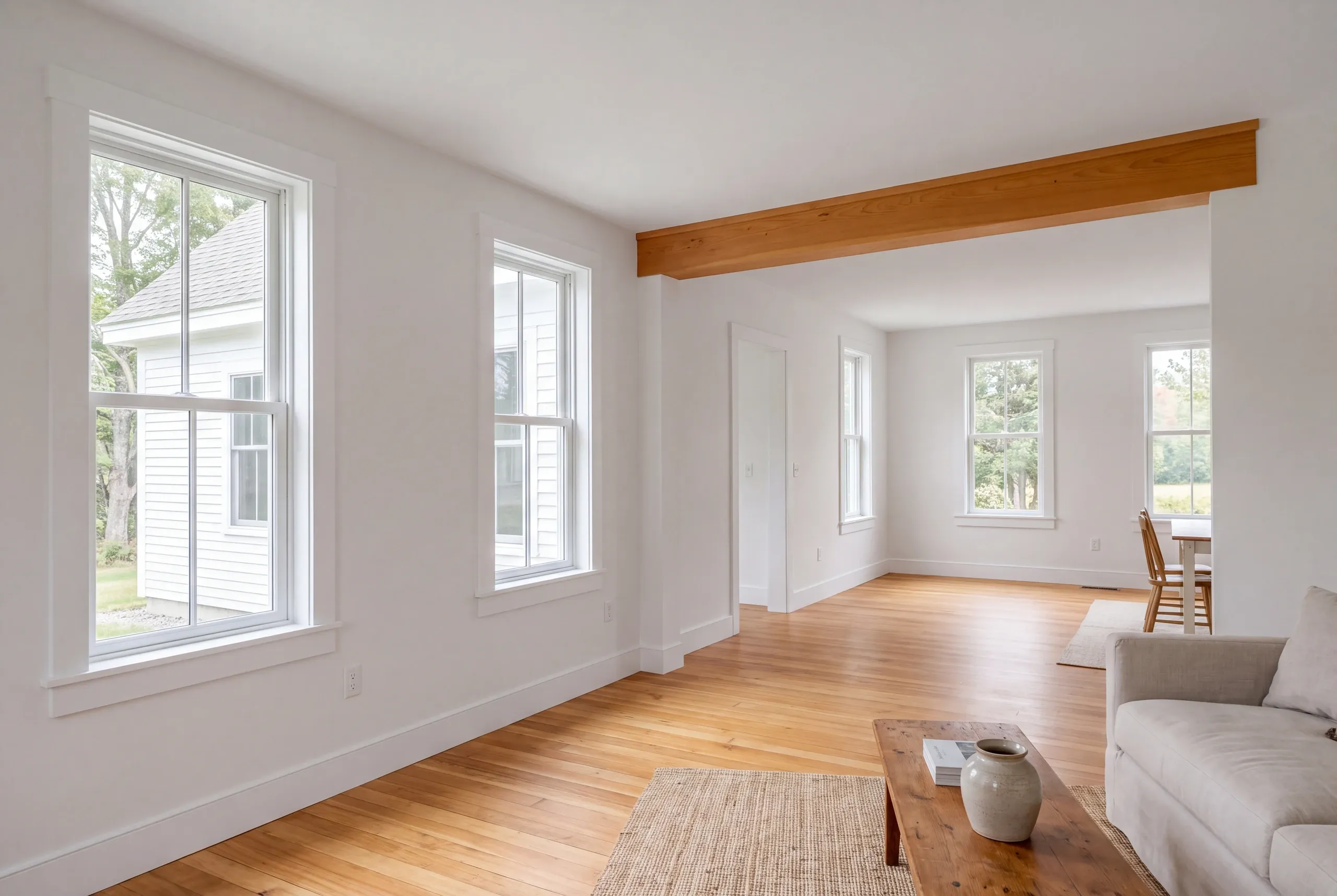 Home remodeling in Waldoboro, ME concentrating living space into the used part of a farmhouse